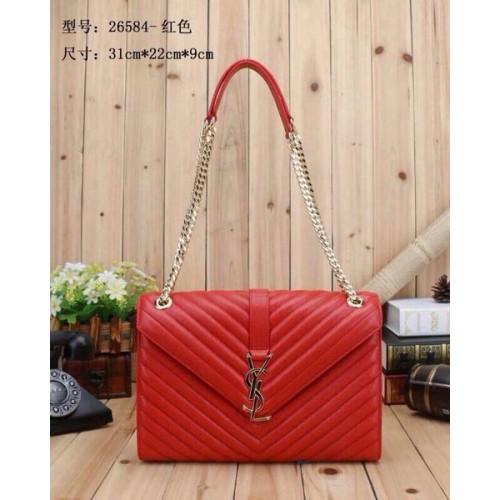 Yves Saint Laurent Classic Monogram Flap Bag Y26584 Rojo