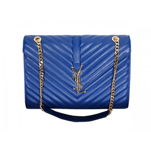 Yves Saint Laurent Classic Monogram Flap Bag Y8245 Azul