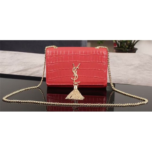 Yves Saint Laurent Croco Leather Bandolera Bandolera 1311224 Rojo