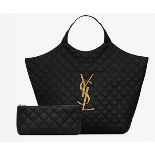 Yves Saint Laurent BOLSO SHOPPING ICARE MAXI DE PIEL DE CORDERO ACOLCHADA 698651 Negro