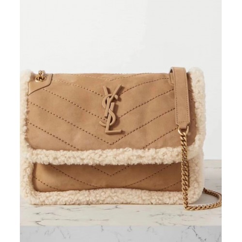 Yves Saint Laurent EN Cachemir Y PIEL LISA Y533037 marrón