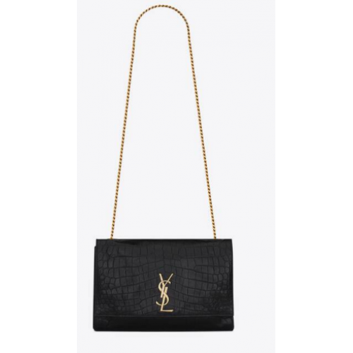 Yves Saint Laurent KATE MEDIUM REVERSIBLE DE ANTE Y PIEL GRABADA COCODRILO 55380424
