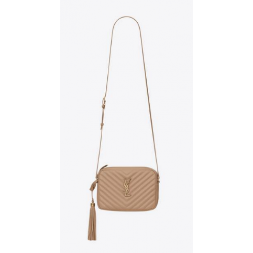 Yves Saint Laurent BOLSO CAMERA LOU DE PIEL ACOLCHADA 81000 BEIGE OSCURO