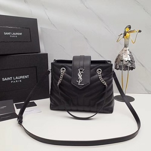 Yves Saint Laurent LOULOU Bolso de cuero original 502717 Negro