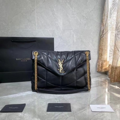 Saint Laurent BOLSO ACOLCHADO LOULOU EN PIEL ACOLCHADA ARRUGADA MATE Y577476 Negro