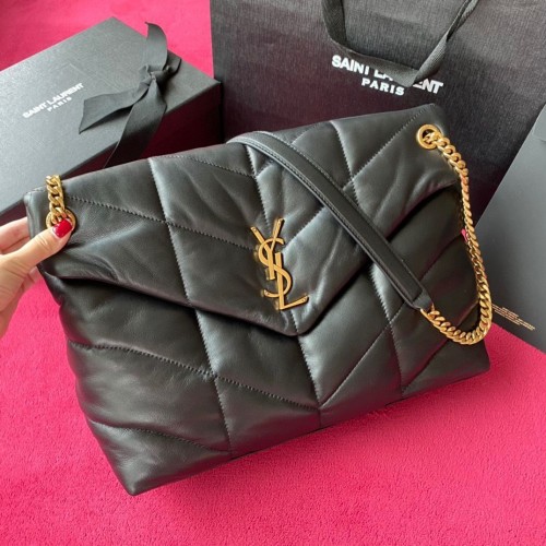 Yves Saint Laurent BOLSO MEDIANO LOULOU DE CUERO ACOLCHADO Y MATE Y577475 Herrajes Negro Dorado