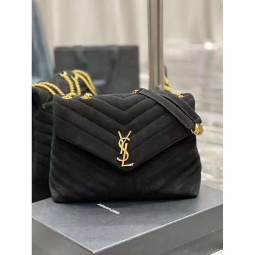 Yves Saint Laurent BOLSO LOULOU grande DE ANTE Y787216 Y787216 negro