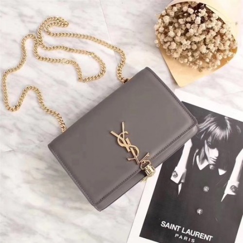 Yves Saint Laurent Bolso bandolera de cuero Y311227 Gris