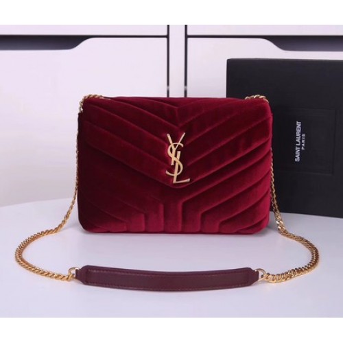 Yves Saint Laurent Bolso bandolera de cuero Y487218 Vino