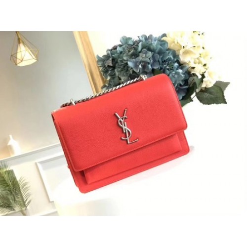 Yves Saint Laurent Bolso bandolera de cuero Y8004 Rojo
