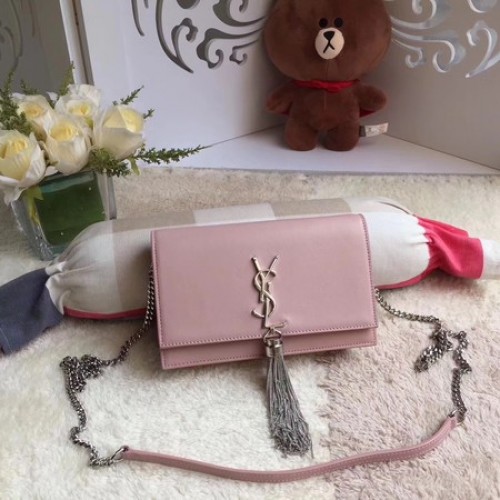 Yves Saint Laurent Bolso bandolera de cuero Y8011 Rosa