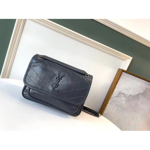 Yves Saint Laurent NIKI BEBE EN PIEL DE CORDERO 498893 azul oscuro