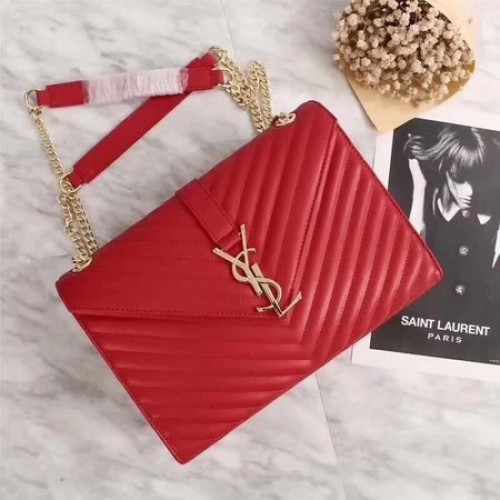 Yves Saint Laurent MONOGRAMME Bolso de hombro de piel de becerro 26588 Rojo