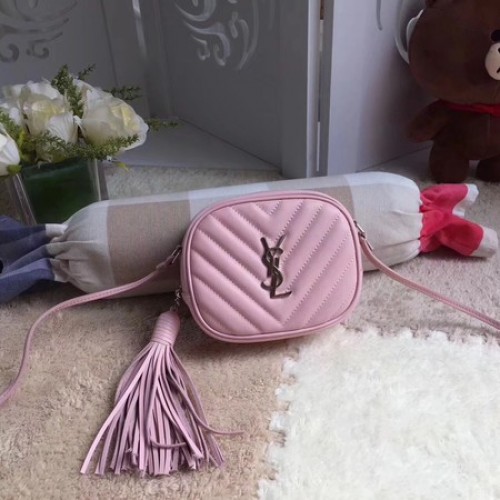 Yves Saint Laurent Monogram Leather Bag Y5804 Rosa