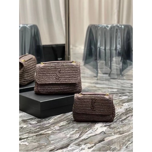 Yves Saint Laurent Niki Weave Bag Y30261 Marrón oscuro