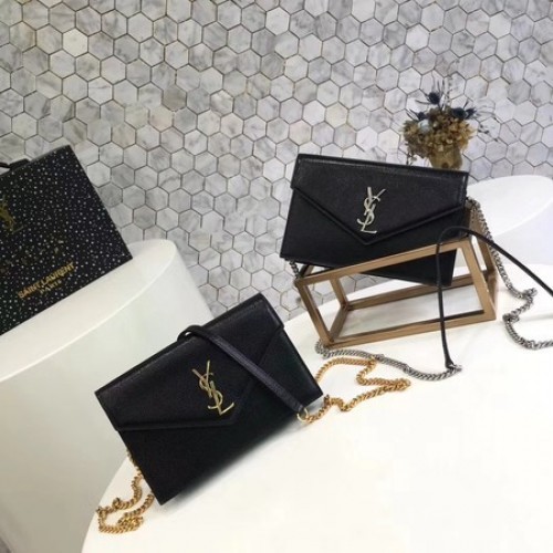 Yves Saint Laurent Bolso de hombro de piel de becerro original 2822 Negro