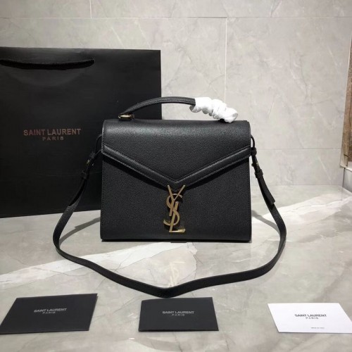 Yves Saint Laurent BOLSO MEDIANO CASSANDRA CON ASA SUPERIOR DE PIEL GRABADA GRAIN DE POUDRE Y578000 Negro