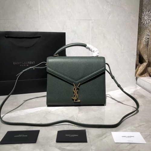 Yves Saint Laurent BOLSO MEDIANO CASSANDRA CON ASA SUPERIOR DE PIEL GRABADA GRAIN DE POUDRE Y578000 Verde