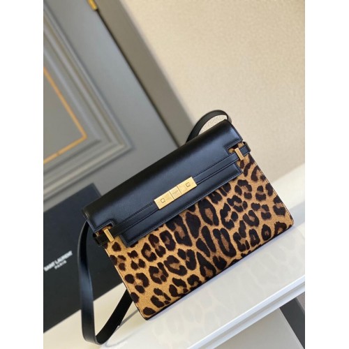 Yves Saint Laurent Cuero De Leopardo Original Y23698 Negro
