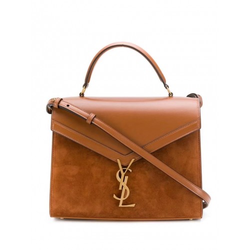 BOLSO MEDIANO CASSANDRA DE PIEL LISA Y ANTE Y578001 marrón