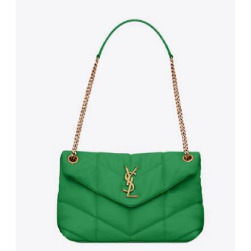 Yves Saint Laurent BOLSO PEQUEÑO PUFFER CON CADENA DE PIEL DE CORDERO ACOLCHADA 5774761 VERDE ESMERALDA
