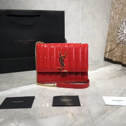 Yves Saint Laurent Patent Original Leather Shoulder Bag Y554125 Rojo