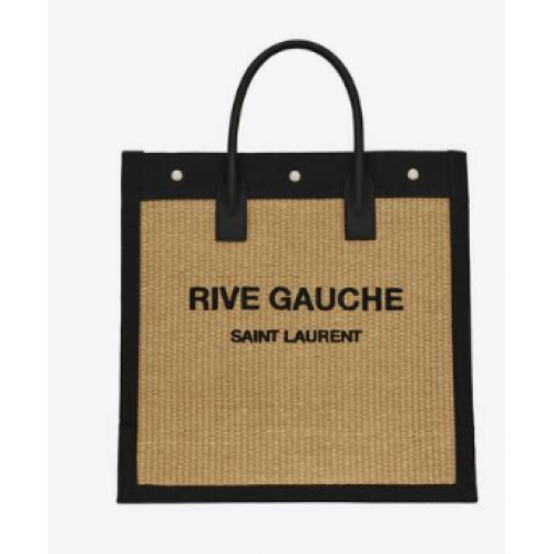 Yves Saint Laurent BOLSO SHOPPER RIVE GAUCHE N/S DE ALGODÓN 9E1070 Beige