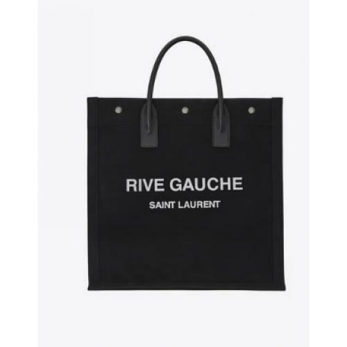 Yves Saint Laurent BOLSO DE LA COMPRA RIVE GAUCHE N/S DE ALGODÓN 9E1070 negro