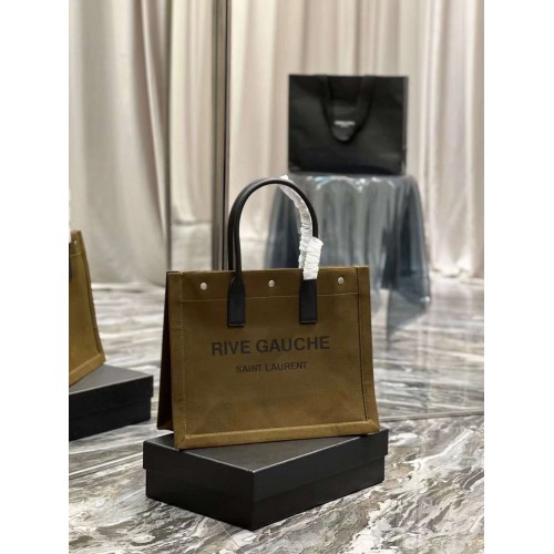 Bolso shopping Yves Saint Laurent TWEED Y PIEL DE CORDERO Y677943 Verde militar