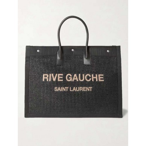 Yves Saint Laurent Tote Book Weave Shopping Bag D23698 Negro