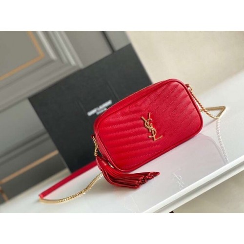 Yves Saint Laurent BOLSO PARA CÁMARA VINTAGE EN Piel De Becerro 6125791 rojo