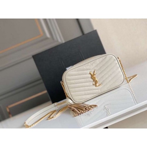 Yves Saint Laurent BOLSO PARA CÁMARA VINTAGE EN Piel de becerro 6125791 blanco