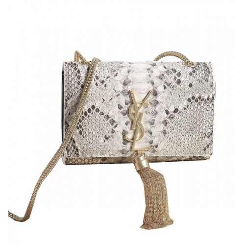 Yves Saint Laurent Mini Monogramme bandolera de piel de serpiente 5478 OffWhite