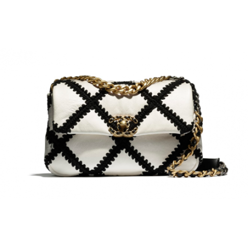bolso chanel 19 solapa AS1160 Blanco Negro