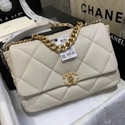 bolso chanel 19 con solapa grande AS1160 AS1161 AS1162 Blanco roto