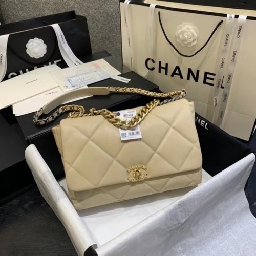 chanel 19 bolso grande con solapa AS1162 Albaricoque claro