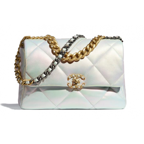 chanel 19 bolso grande con solapa AS1161 Blanco