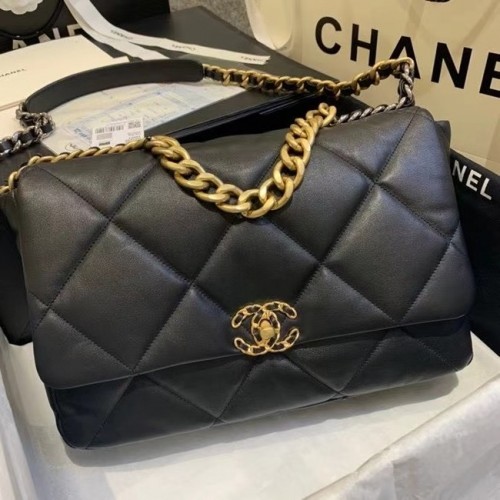 chanel 19 bolso grande con solapa AS1162 negro