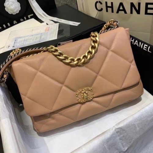 bolso chanel 19 grande con solapa AS1162 rosa claro