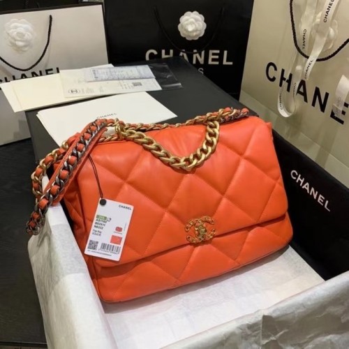 bolso chanel 19 grande con solapa AS1162 naranja