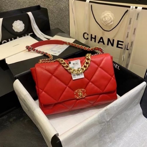 chanel 19 bolso grande con solapa AS1162 rojo