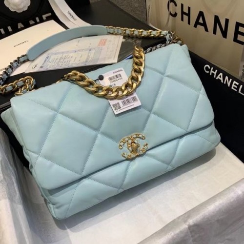 chanel 19 bolso grande con solapa AS1162 azul cielo