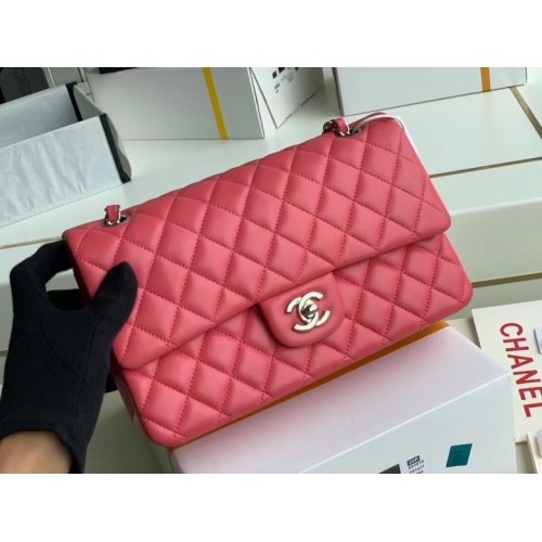 chanel bolso clásico Piel de cordero plata Metal A01112 rosa