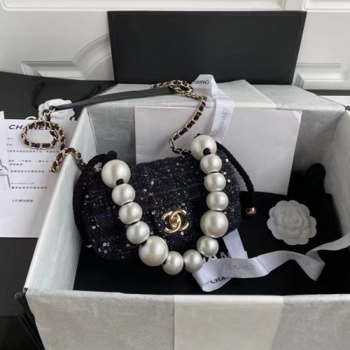 bolso solapa chanel Tweed 0593 negro