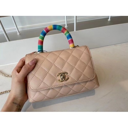 bolso chanel mini con solapa y asa superior AS2215 Albaricoque
