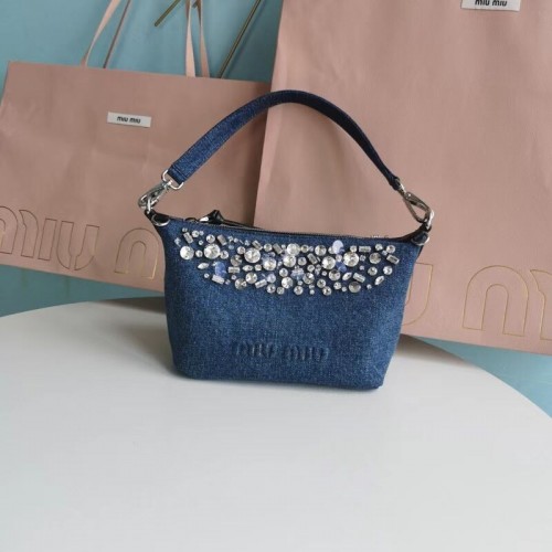miu miu Bolso de hombro vaquero 5NB841 azul