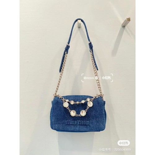 miu miu Bolso de hombro vaquero 5ND223 azul