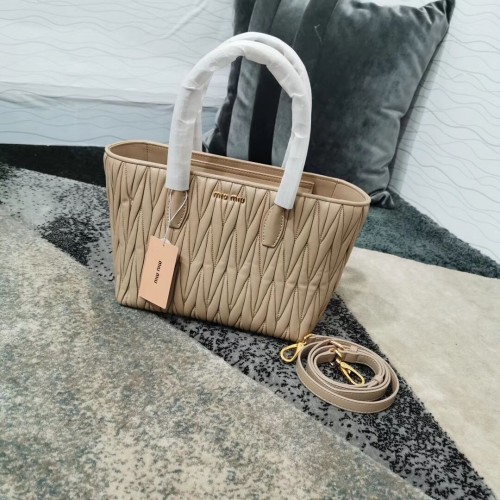 miu miu Matelasse Nappa Leather Top-handle Bag 5BG163 Albaricoque
